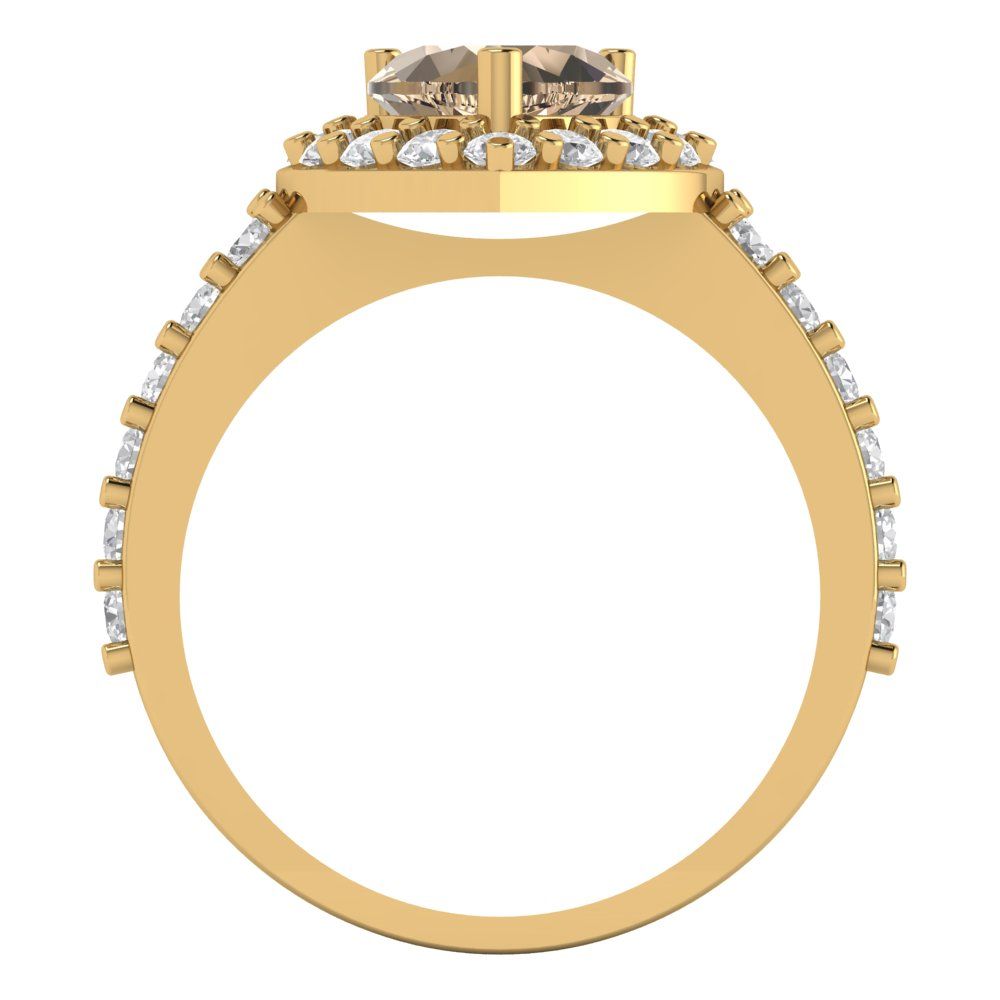 2.03 cttw Yellow Moissanite Hidden Halo Engagement Ring - Solid Gold (Heart Cut,7.0mm)