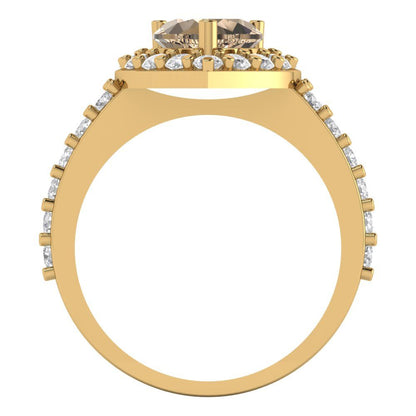 2.03 cttw Yellow Moissanite Hidden Halo Engagement Ring - Solid Gold (Heart Cut,7.0mm)