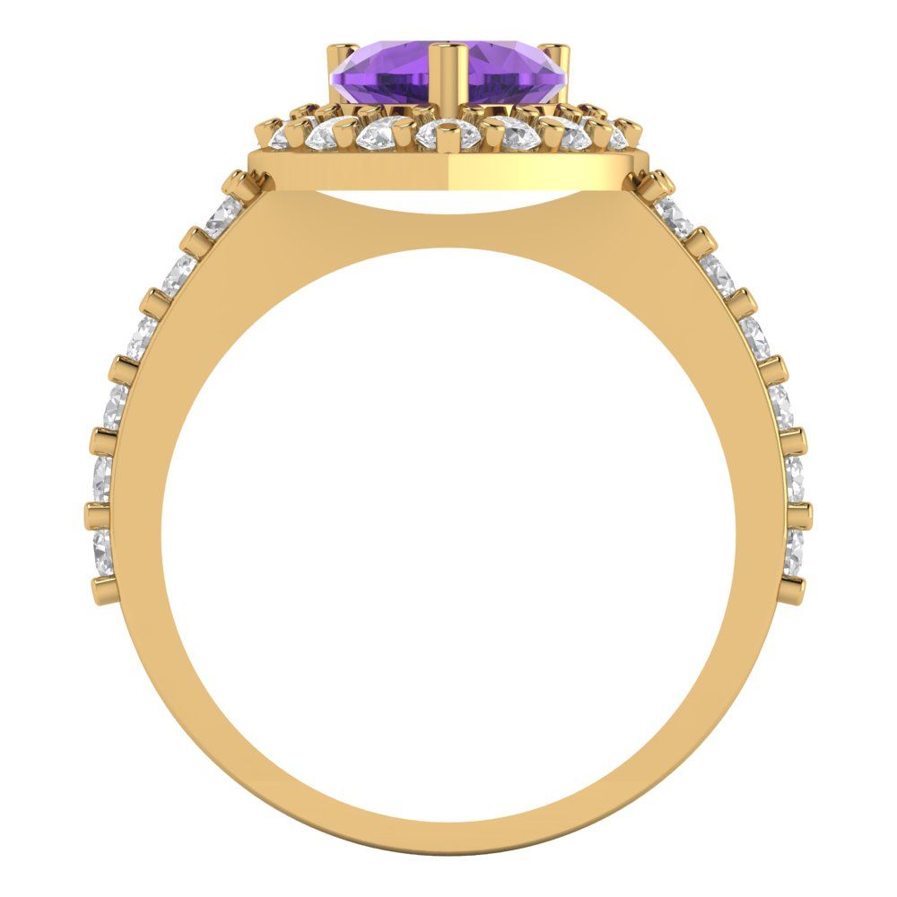 2.03 cttw Natural Amethyst Hidden Halo Engagement Ring - Solid Gold (Heart Cut,7.0mm)
