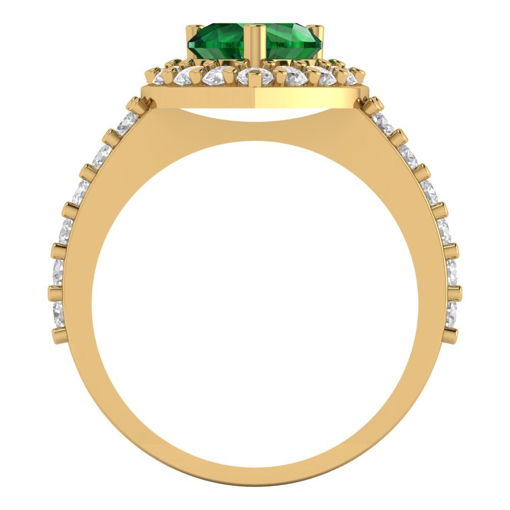 2.03 cttw Simulated Emerald Hidden Halo Engagement Ring - Solid Gold (Heart Cut,7.0mm)