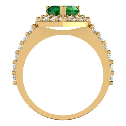 2.03 cttw Simulated Emerald Hidden Halo Engagement Ring - Solid Gold (Heart Cut,7.0mm)