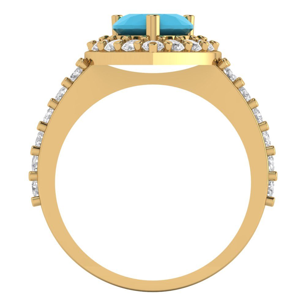 2.03 cttw Simulated Turquoise Hidden Halo Engagement Ring - Solid Gold (Heart Cut,7.0mm)