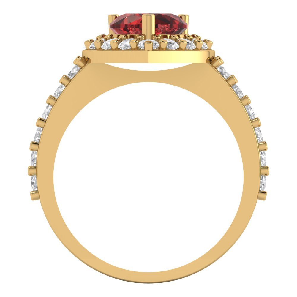 2.03 cttw Natural Garnet Hidden Halo Engagement Ring - Solid Gold (Heart Cut,7.0mm)