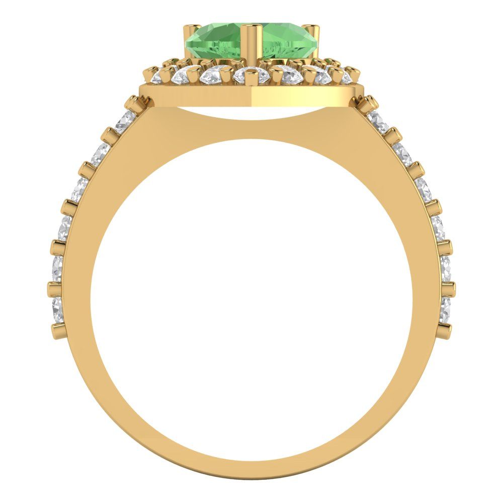 2.03 cttw Zirconia Simulated Green Diamond Hidden Halo Engagement Ring - Solid Gold (VVS1, Heart Cut,7.0mm)