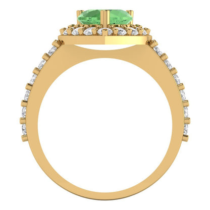 2.03 cttw Zirconia Simulated Green Diamond Hidden Halo Engagement Ring - Solid Gold (VVS1, Heart Cut,7.0mm)