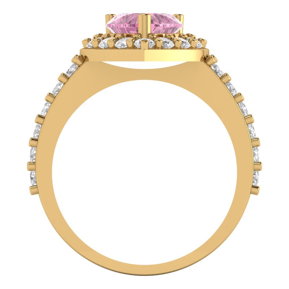2.03 cttw Zirconia Simulated Pink Diamond Hidden Halo Engagement Ring - Solid Gold (VVS1, Heart Cut,7.0mm)