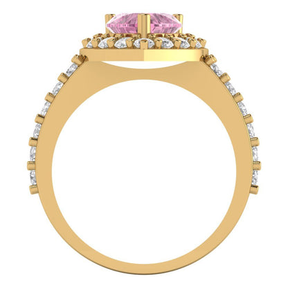 2.03 cttw Zirconia Simulated Pink Diamond Hidden Halo Engagement Ring - Solid Gold (VVS1, Heart Cut,7.0mm)