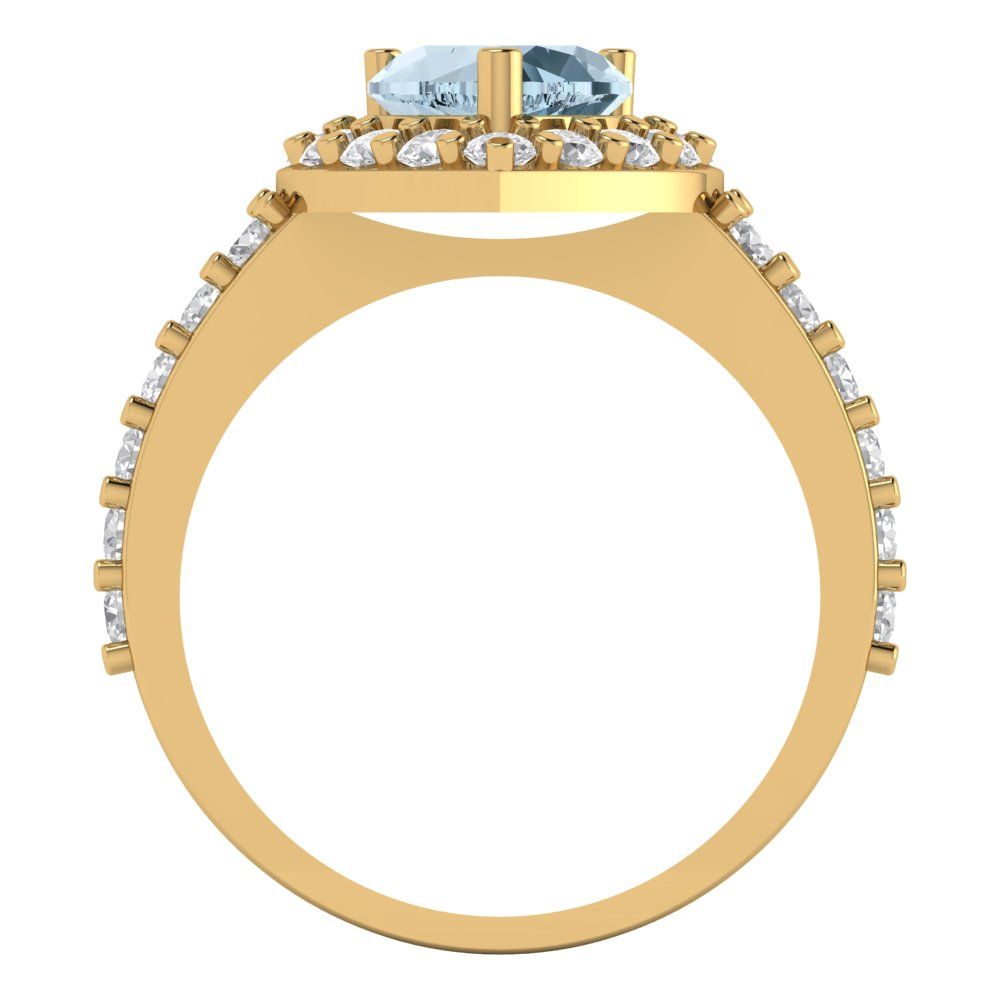 2.03 cttw Natural Swiss Blue Topaz Hidden Halo Engagement Ring - Solid Gold (Heart Cut,7.0mm)