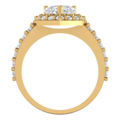 2.03 cttw Zirconia Simulated Diamond Hidden Halo Engagement Ring - Solid Gold (VVS1, Heart Cut,7.0mm)