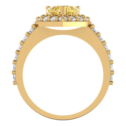 2.03 cttw Zirconia Simulated Yellow Diamond Hidden Halo Engagement Ring - Solid Gold (VVS1, Heart Cut,7.0mm)