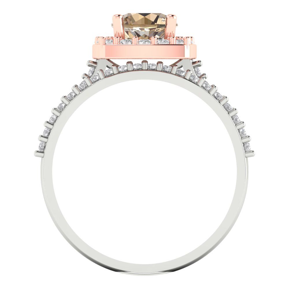 1.495 cttw Round Cut Yellow Moissanite Bridal Set - Solid White/Rose Gold Engagement Ring & Wedding Band