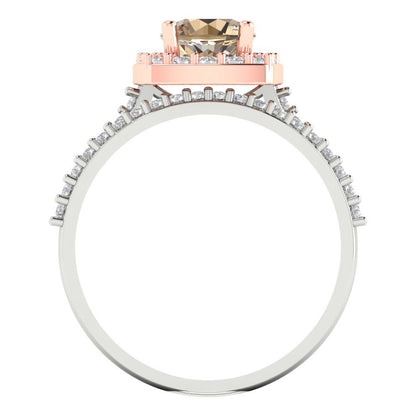 1.495 cttw Round Cut Yellow Moissanite Bridal Set - Solid White/Rose Gold Engagement Ring & Wedding Band