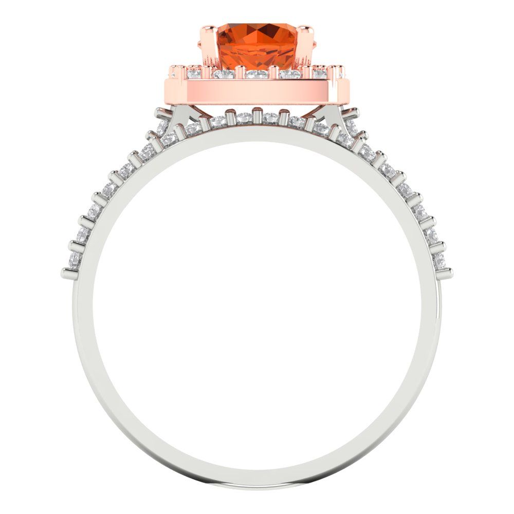 1.495 cttw Round Cut Simulated Pink Tourmaline Bridal Set - Solid White/Rose Gold Engagement Ring & Wedding Band