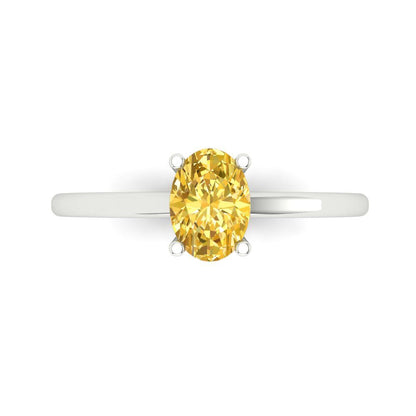 1 cttw Natural Citrine Solitaire  Engagement Ring - Solid Gold (Oval Cut,7x5mm)