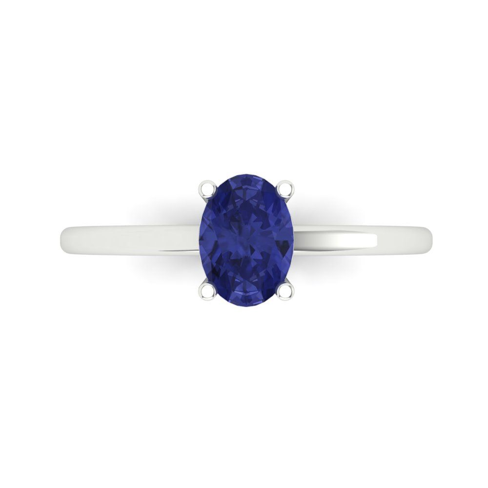 1 cttw Simulated Tanzanite Solitaire  Engagement Ring - Solid Gold (Oval Cut,7x5mm)