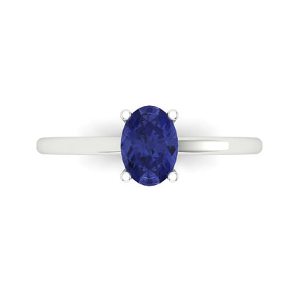 1 cttw Simulated Tanzanite Solitaire  Engagement Ring - Solid Gold (Oval Cut,7x5mm)