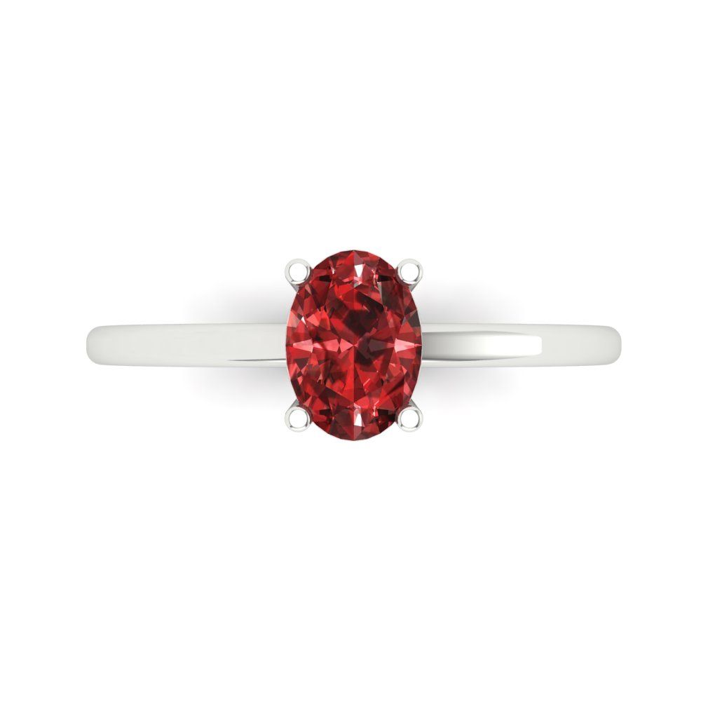1 cttw Natural Garnet Solitaire  Engagement Ring - Solid Gold (Oval Cut,7x5mm)