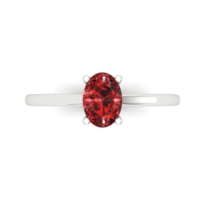 1 cttw Natural Garnet Solitaire  Engagement Ring - Solid Gold (Oval Cut,7x5mm)