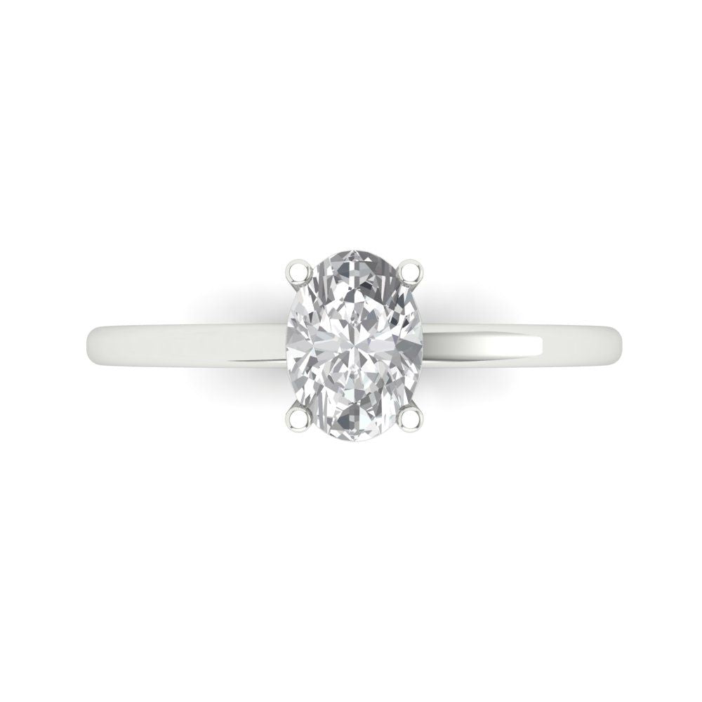 1 cttw Certified Moissanite Solitaire  Engagement Ring - Solid Gold (VVS1, D-F,Oval Cut,7x5mm)