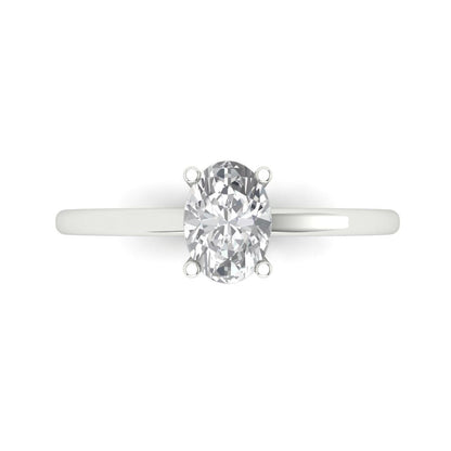 1 cttw Certified Moissanite Solitaire  Engagement Ring - Solid Gold (VVS1, D-F,Oval Cut,7x5mm)