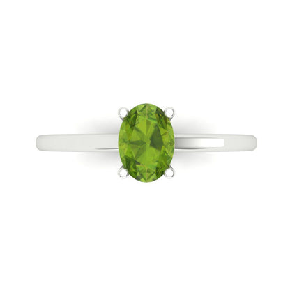 1 cttw Natural Peridot Solitaire  Engagement Ring - Solid Gold (Oval Cut,7x5mm)