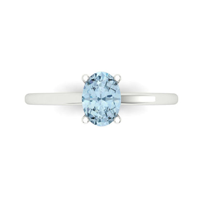 1 cttw Natural Swiss Blue Topaz Solitaire  Engagement Ring - Solid Gold (Oval Cut,7x5mm)