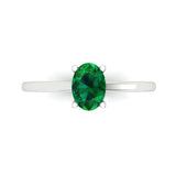 1 ct Brilliant Oval Cut Simulated Emerald Stone White Gold Solitaire Ring