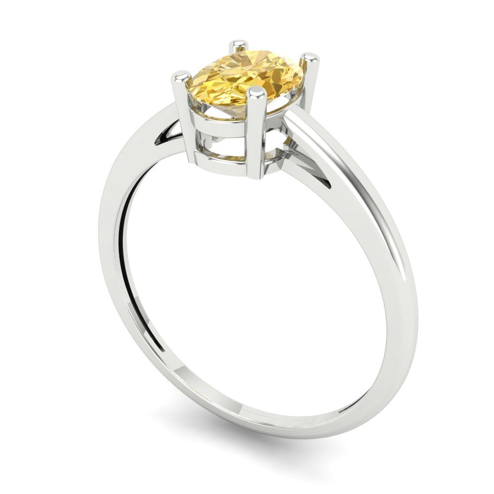1 cttw Natural Citrine Solitaire  Engagement Ring - Solid Gold (Oval Cut,7x5mm)