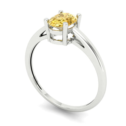 1 cttw Natural Citrine Solitaire  Engagement Ring - Solid Gold (Oval Cut,7x5mm)