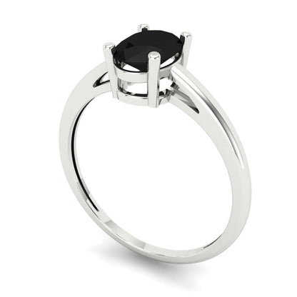 1 cttw Natural Onyx Solitaire  Engagement Ring - Solid Gold (Oval Cut,7x5mm)