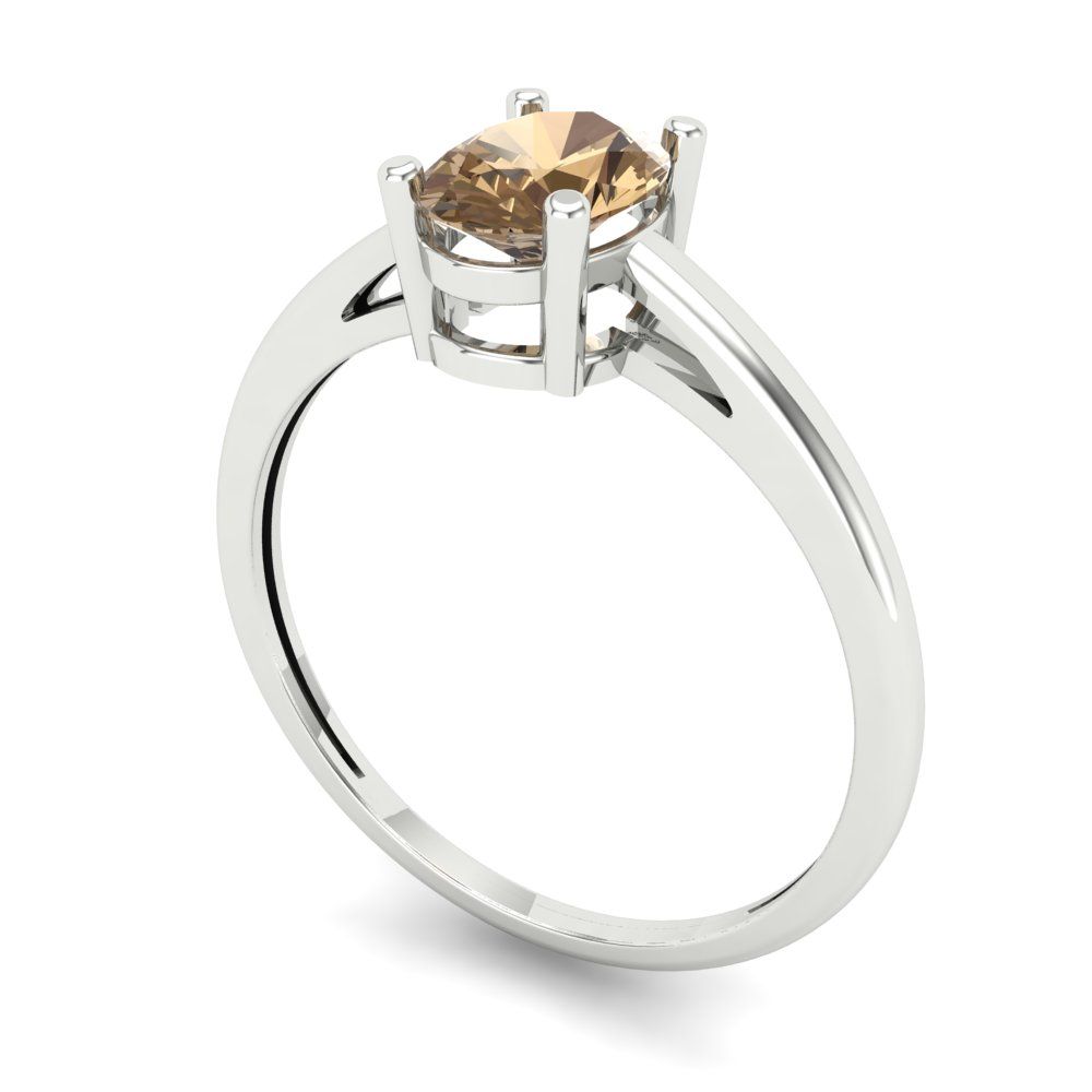 1 cttw Zirconia Simulated Champagne Diamond Solitaire  Engagement Ring - Solid Gold (VVS1, Oval Cut,7x5mm)