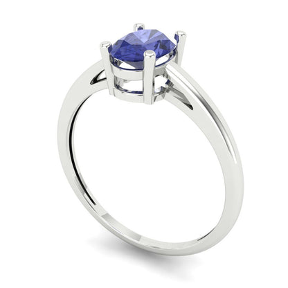 1 cttw Simulated Tanzanite Solitaire  Engagement Ring - Solid Gold (Oval Cut,7x5mm)