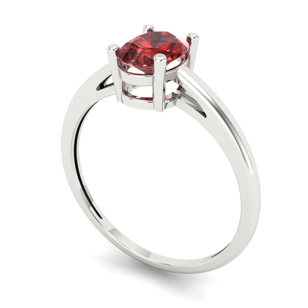 1 cttw Natural Garnet Solitaire  Engagement Ring - Solid Gold (Oval Cut,7x5mm)