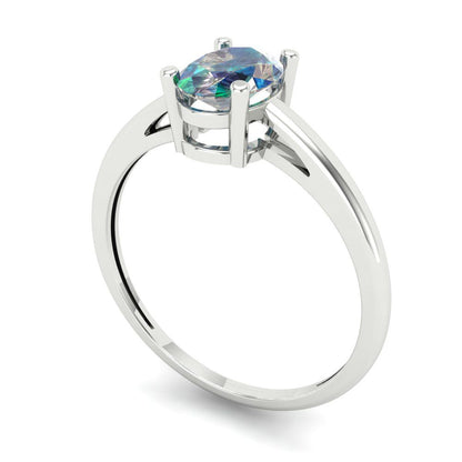 1 cttw Blue Moissanite Solitaire  Engagement Ring - Solid Gold (Oval Cut,7x5mm)