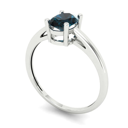 1 cttw Natural London Blue Topaz Solitaire  Engagement Ring - Solid Gold (Oval Cut,7x5mm)
