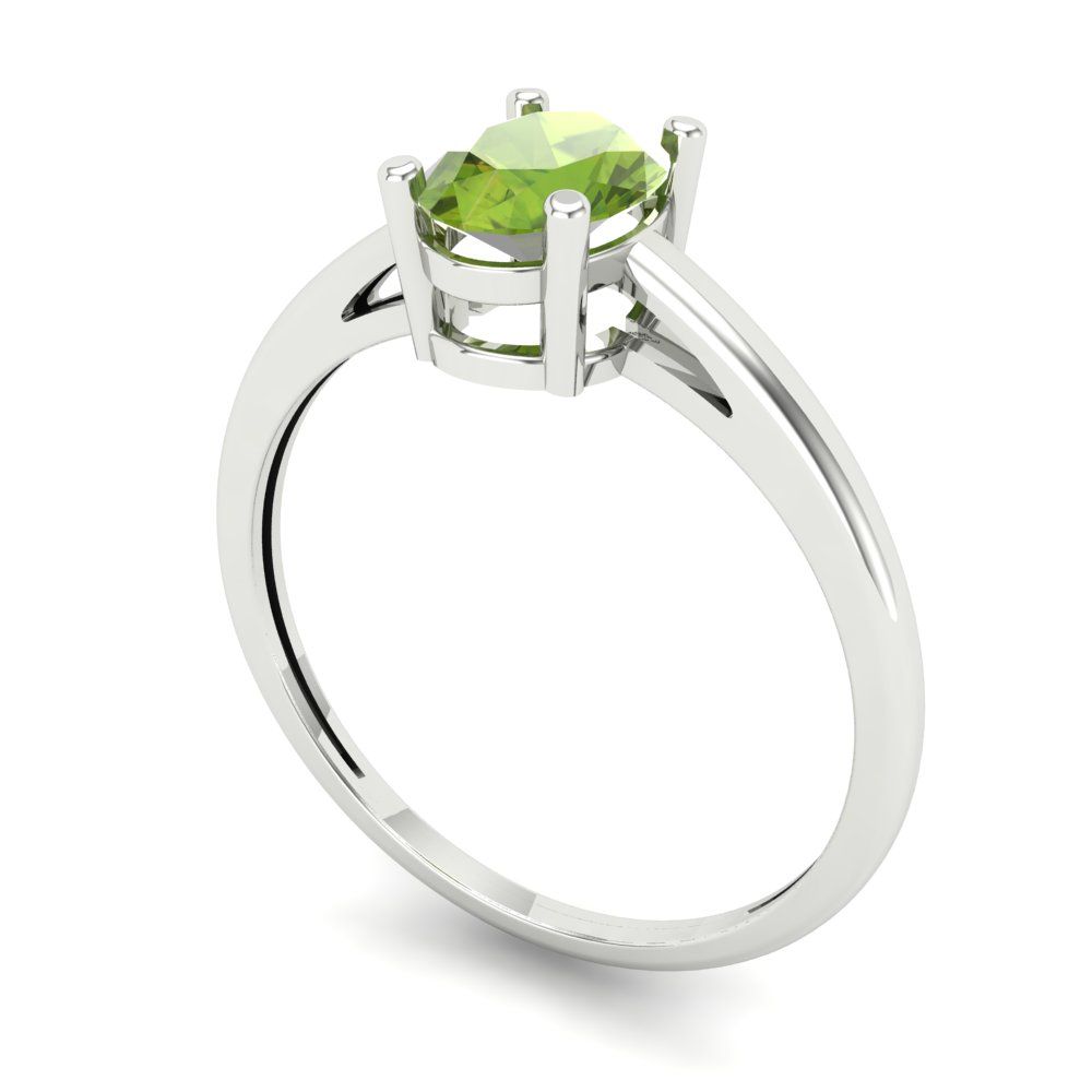 1 cttw Natural Peridot Solitaire  Engagement Ring - Solid Gold (Oval Cut,7x5mm)