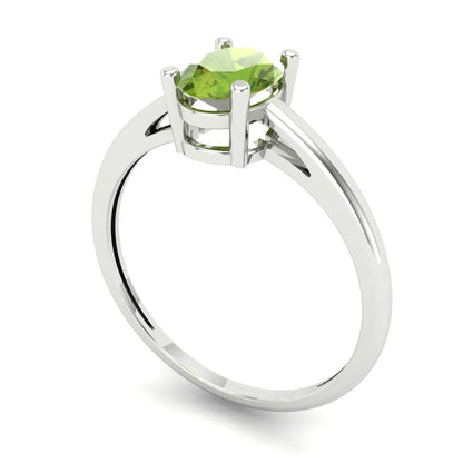 1 cttw Natural Peridot Solitaire  Engagement Ring - Solid Gold (Oval Cut,7x5mm)