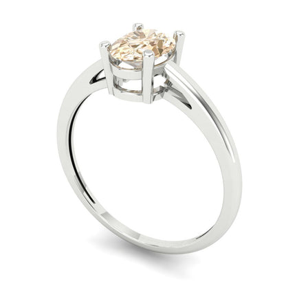 1 cttw Natural Morganite Solitaire  Engagement Ring - Solid Gold (Oval Cut,7x5mm)