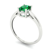 1 ct Brilliant Oval Cut Simulated Emerald Stone White Gold Solitaire Ring
