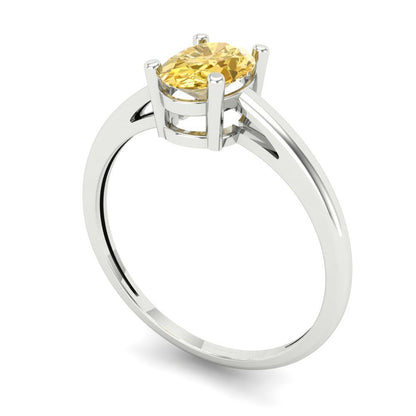 1 cttw Yellow Moissanite Solitaire  Engagement Ring - Solid Gold (Oval Cut,7x5mm)