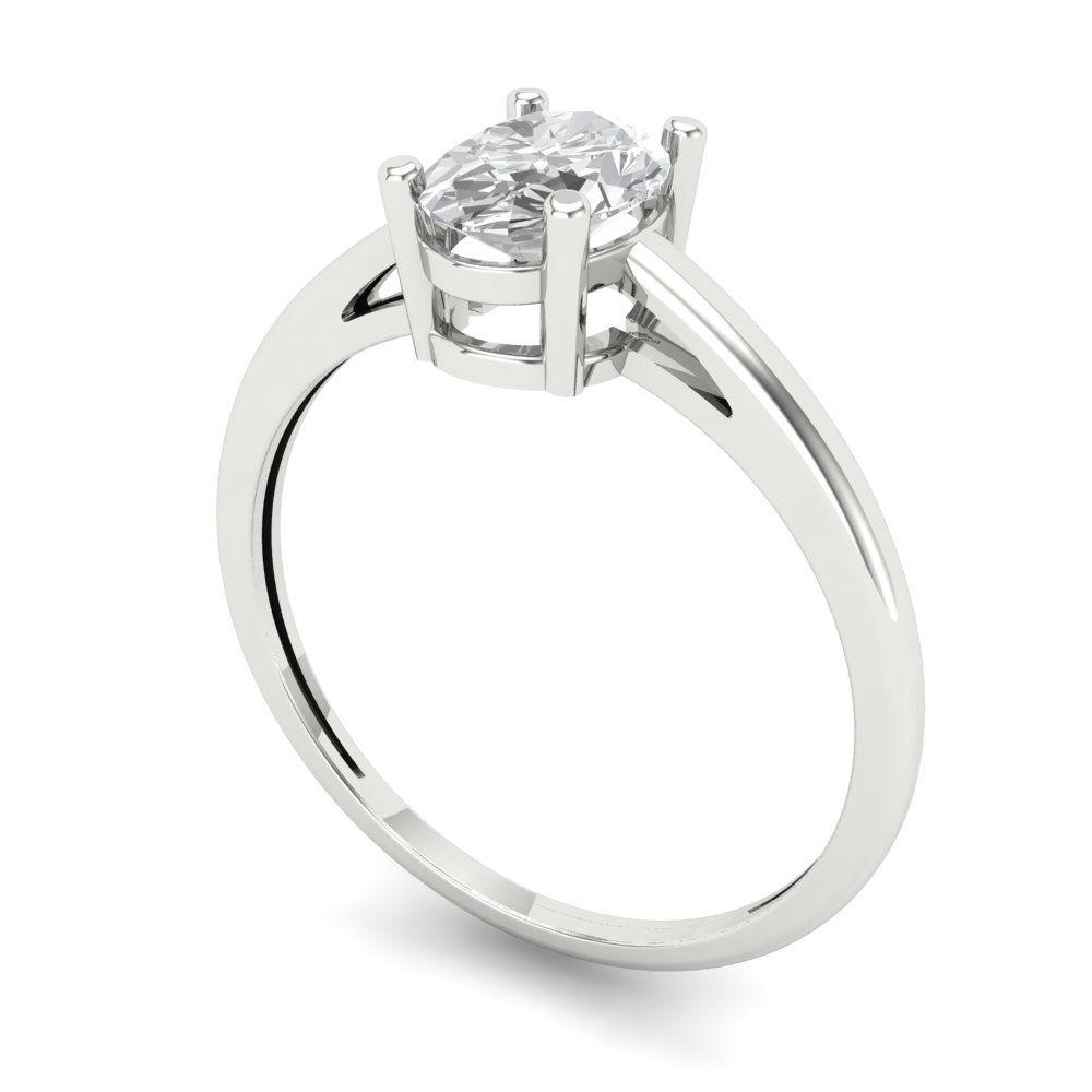 1 cttw Certified Moissanite Solitaire  Engagement Ring - Solid Gold (VVS1, D-F,Oval Cut,7x5mm)