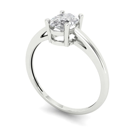 1 cttw Certified Moissanite Solitaire  Engagement Ring - Solid Gold (VVS1, D-F,Oval Cut,7x5mm)