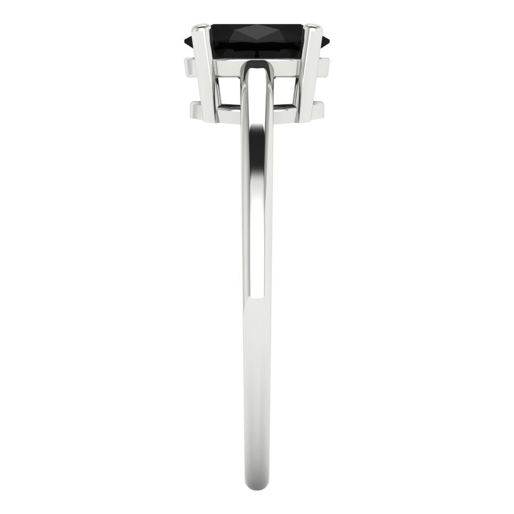 1 cttw Natural Onyx Solitaire  Engagement Ring - Solid Gold (Oval Cut,7x5mm)