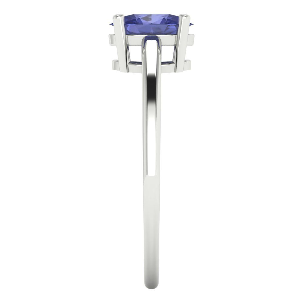 1 cttw Simulated Tanzanite Solitaire  Engagement Ring - Solid Gold (Oval Cut,7x5mm)