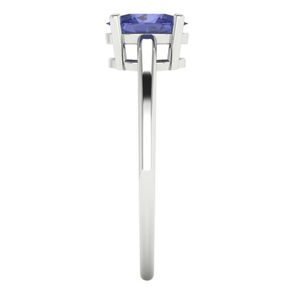 1 cttw Simulated Tanzanite Solitaire  Engagement Ring - Solid Gold (Oval Cut,7x5mm)