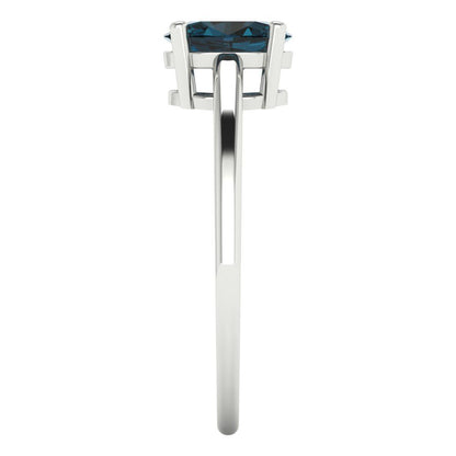 1 cttw Natural London Blue Topaz Solitaire  Engagement Ring - Solid Gold (Oval Cut,7x5mm)