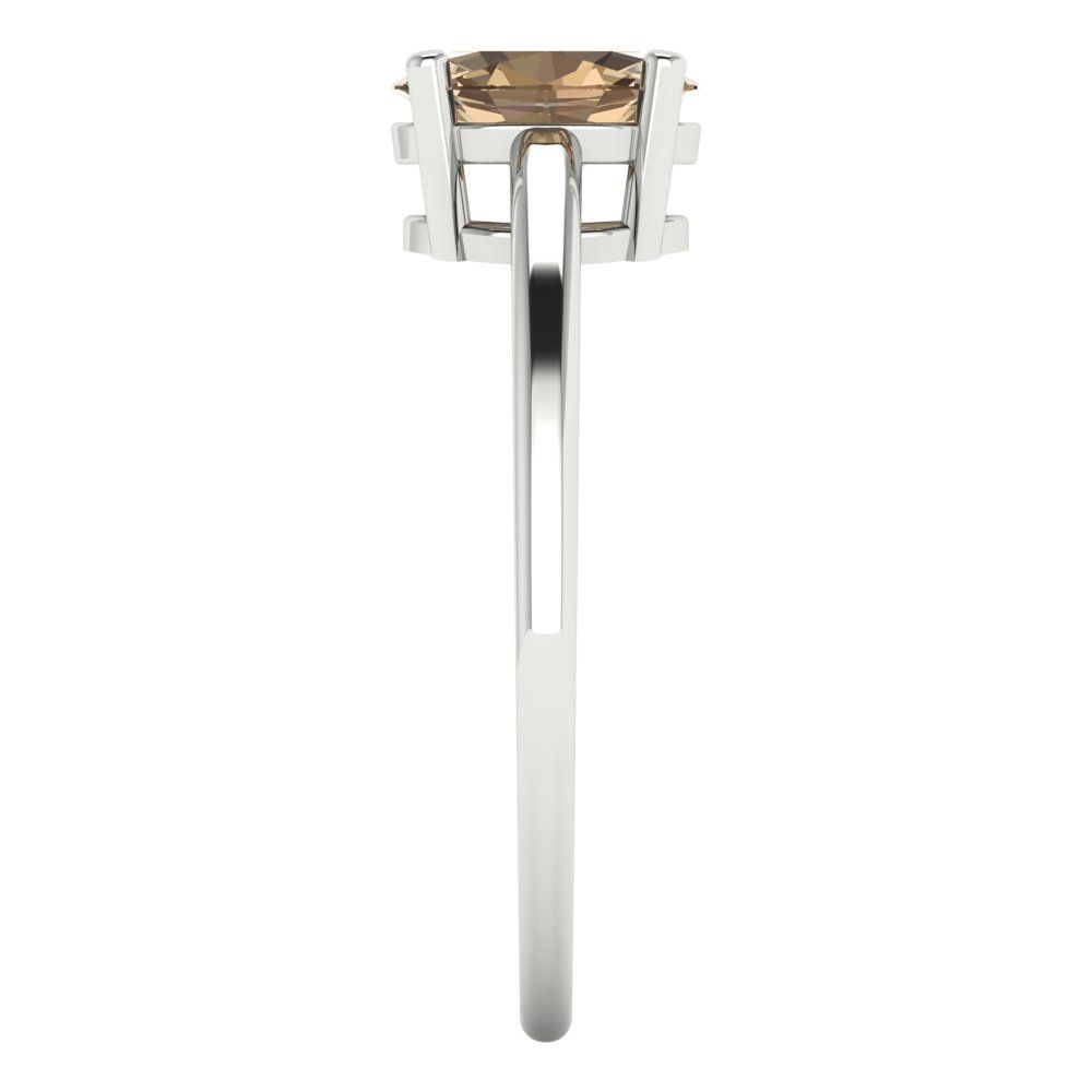 1 cttw Zirconia Simulated Champagne Diamond Solitaire  Engagement Ring - Solid Gold (VVS1, Oval Cut,7x5mm)