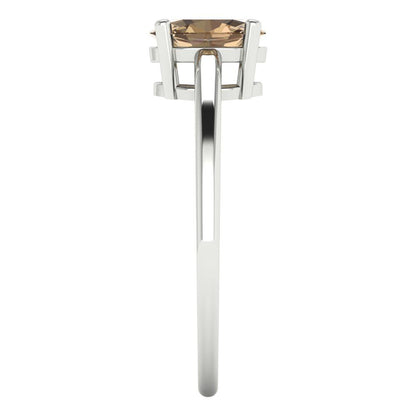 1 cttw Zirconia Simulated Champagne Diamond Solitaire  Engagement Ring - Solid Gold (VVS1, Oval Cut,7x5mm)