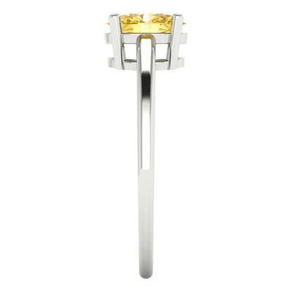 1 cttw Zirconia Simulated Yellow Diamond Solitaire  Engagement Ring - Solid Gold (VVS1, Oval Cut,7x5mm)