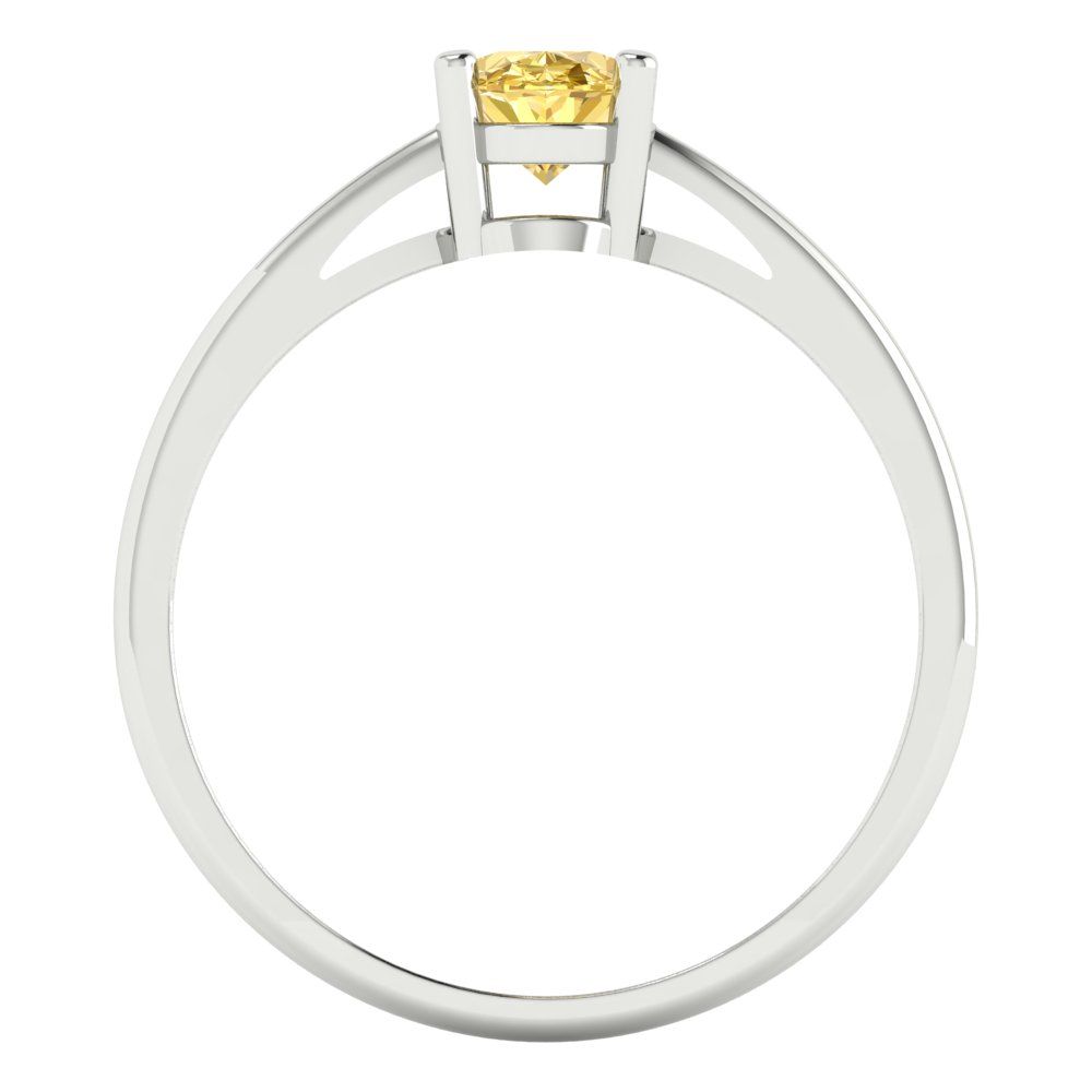 1 cttw Zirconia Simulated Yellow Diamond Solitaire  Engagement Ring - Solid Gold (VVS1, Oval Cut,7x5mm)
